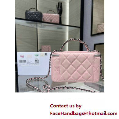 chanel Shiny Crumpled Calfskin, Strass  &  Ruthenium-Finish Metal Clutch with Chain AP3593 pink 2023